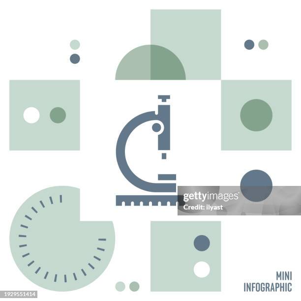 microscope mini infographic design - scientist presentation stock illustrations