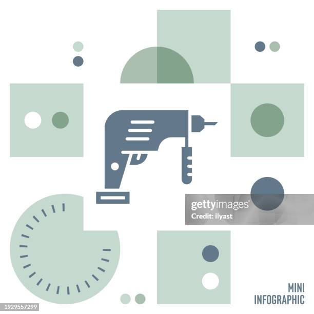 drilling machine mini infographic design - cnc machine stock illustrations