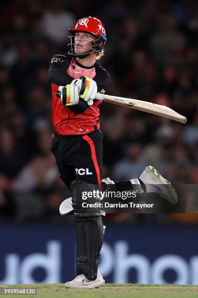 Jake Fraser-McGurk of the Renegades bats during the BBL match between Melbourne Renegades and Melbourne Stars at Marvel Stadium, on January 13 in...