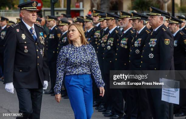 The Chief of Police of the Valencian Community, Jorge Manuel Marti , and the Government Delegate in the Valencian Community, Pilar Bernabe , during...