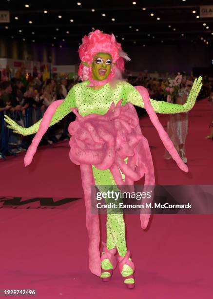 Drag Artists on 'Queens Walk' at "RuPaul's DragCon UK 2024" at the ExCel London on January 13, 2024 in London, England.