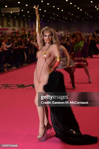 Drag Artists on 'Queens Walk' at "RuPaul's DragCon UK 2024" at the ExCel London on January 13, 2024 in London, England.