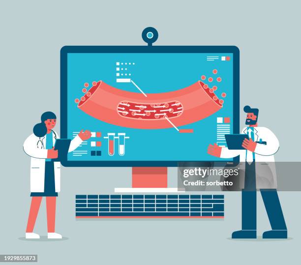 blood vessel - analyzing - atherosklerose stock-grafiken, -clipart, -cartoons und -symbole