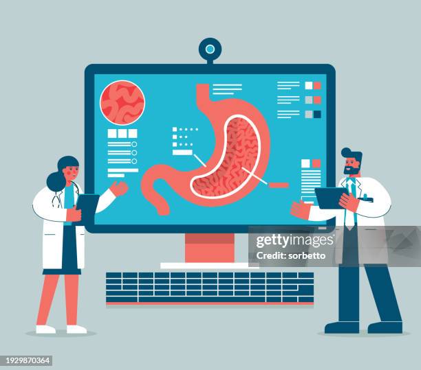 human stomach - analyzing - microbiologist stock illustrations