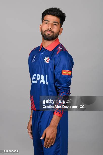 Tilak Raj Bhandari of Nepal poses for a portrait ahead of the ICC U19 Men's Cricket World Cup South Africa 2024 on January 12, 2024 in Johannesburg,...