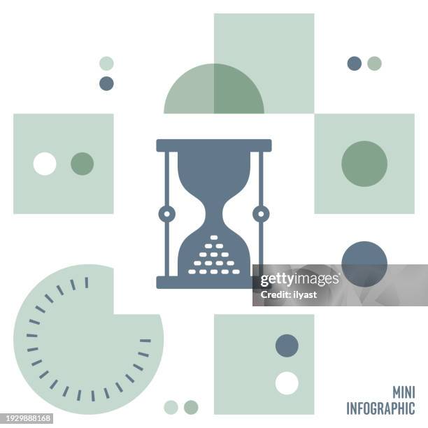 deadline mini infographic design - measuring-glass-drawing stock illustrations