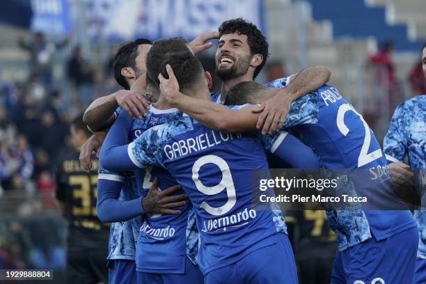 Patrick Cutrone of Como 1907 celebrates during the match between Como 1907 and Spezia Calcio Serie B at Stadio G. Sinigaglia on January 13, 2024 in...