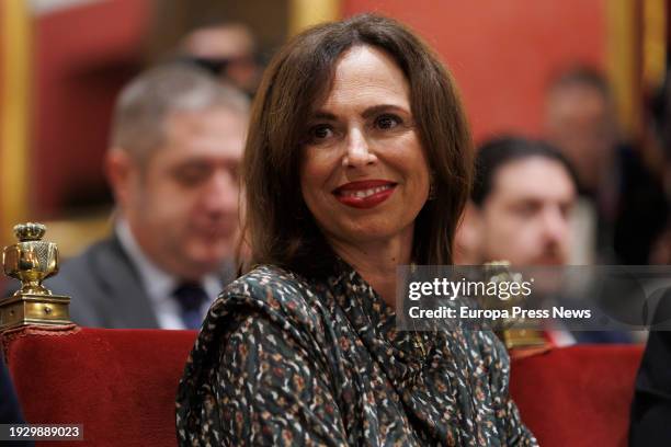 The Councilor for Development of the Junta de Andalucia, Rocio Diaz, attends the presentation of the poster of the Holy Week of Granada in the City...