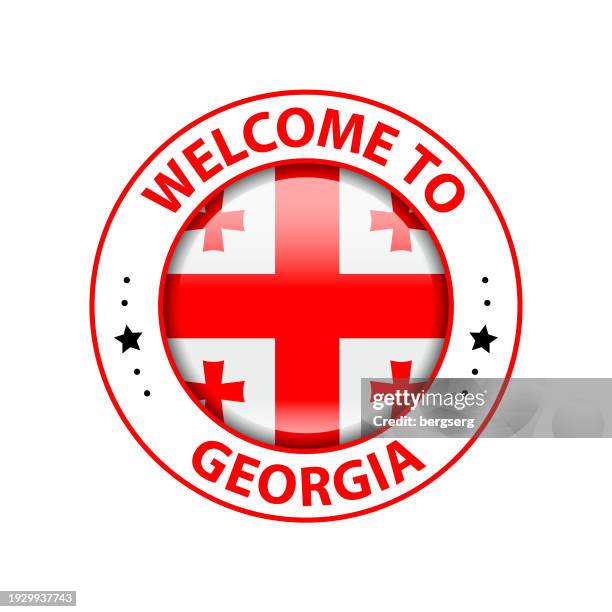 vector stamp. welcome to georgia. glossy icon with national flag. seal template - georgia country stock illustrations