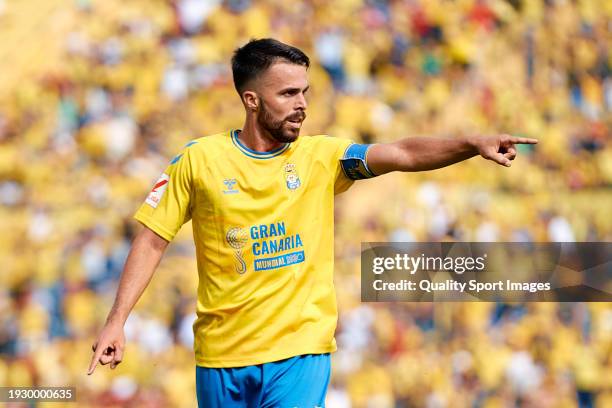 Kirian Rodriguez of UD Las Palmas celebrates his goal during the LaLiga EA Sports match between UD Las Palmas and Villarreal CF at Estadio Gran...