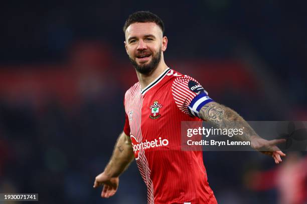 Adam Armstrong of Southampton celebrates scoring their second goal during the Sky Bet Championship match between Southampton FC and Sheffield...