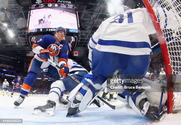 Anders Lee of the New York Islanders skates against the Toronto Maple Leafs skates against the New Jersey Devils at Prudential Center on January 06,...