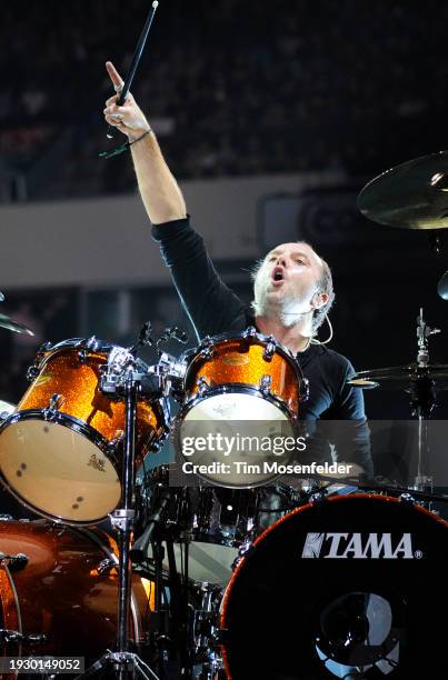 Lars Ulrich of Metallica performs at Arco Arena on December 8, 2009 in Sacramento, California.