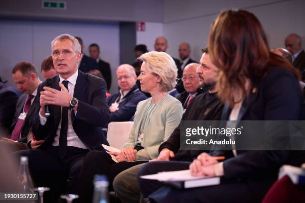 Secretary General Jens Stoltenberg speaks during the annual meeting of the World Economic Forum in Davos, Switerland on January 16, 2024.