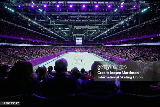 General view inside the venue as Victoria Manni and Carlo Roethlisberger of Italy compete in the Ice Dance Free Dance during the ISU European Figure...