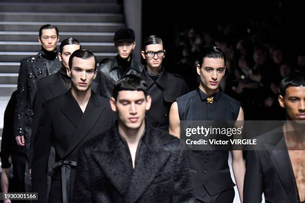 Model walks the runway during the Dolce & Gabanna Ready to Wear Fall/Winter 2024-2025 fashion show as part of the Milan Men Fashion Week on January...