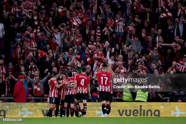 Alex Berenguer of Athletic Club celebrates after scoring his team's second goal during the LaLiga EA Sports match between Athletic Club and Real...