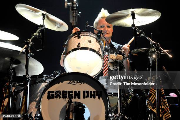 Tre Cool of Green Day performs at Arco Arena on August 24, 2009 in Sacramento, California.