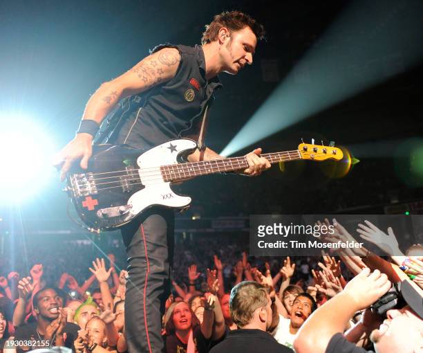 Mike Dirnt of Green Day performs at Arco Arena on August 24, 2009 in Sacramento, California.