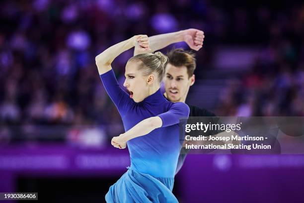 Juulia Turkkila and Matthias Versluis of Finland compete in the Ice Dance Free Dance during the ISU European Figure Skating Championships at Zalgirio...