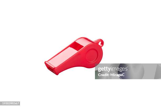 red whistle isolated on white - whistle stock pictures, royalty-free photos & images