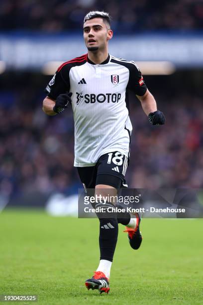 Andreas Pereira of Fulham FC in action during the Premier League match between Chelsea FC and Fulham FC at Stamford Bridge on January 13, 2024 in...