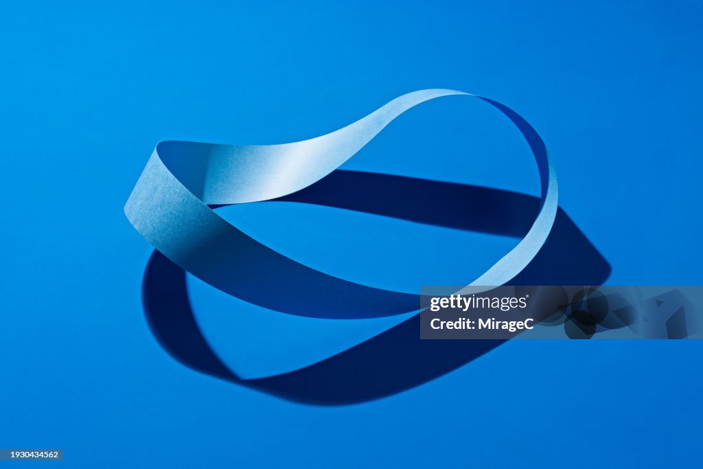 Möbius or Mobius Strip Made of Blue Paper Strip