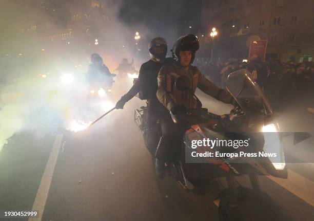 Bikers during the torchlight parade of Pinguinos 2024, on 13 January, 2024 on January 13, on 13 January, 2024 2024, on 13 January, 2024 in...