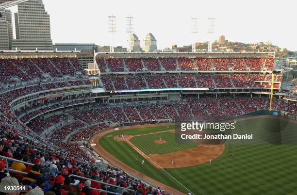 Interior view of the Great American Ball Park, the Cincinnati Reds new home during the opening day game against the Pittsburgh Pirates at Great...