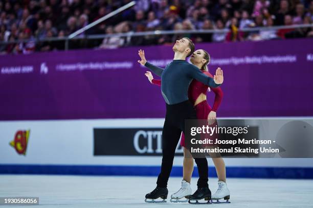 Natalie Taschlerova and Filip Taschler of Czech Republic compete in the Ice Dance Free Dance during the ISU European Figure Skating Championships at...