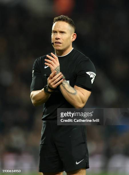 Referee Stephen Martin during the Sky Bet Championship match between West Bromwich Albion and Blackburn Rovers at The Hawthorns on January 13, 2024...