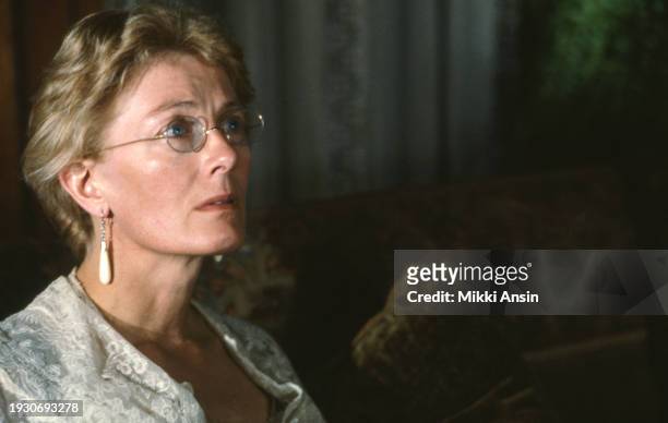 View of English actress Vanessa Redgrave during the filming of 'The Bostonians' , Oak Bluffs, Martha's Vineyard, Massachusetts, 1983.