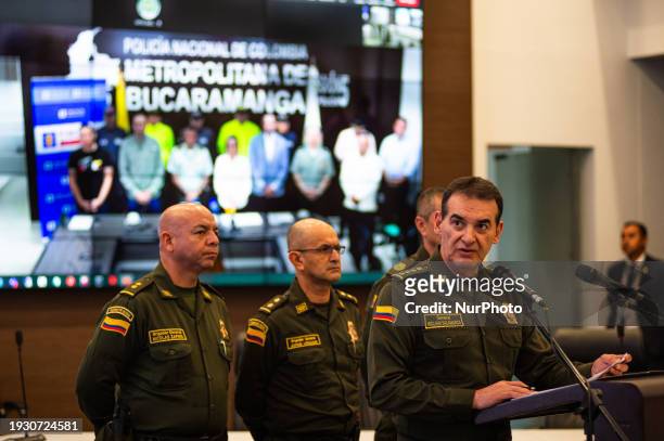 Colombia's Police Director General William Rene Salamanca is speaking during a press conference in Bogota, Colombia, on January 16 announcing the...