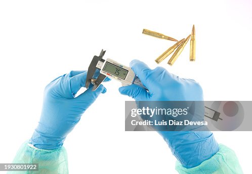 Ballistic Lab Sign Scientific Police Examining A Bullet In Ballistic Laboratory High-Res ...