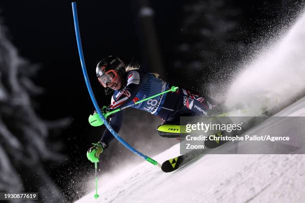 Charlie Guest of Team Great Britain in action during the Audi FIS Alpine Ski World Cup Women's Slalom on January 16, 2024 in Flachau, Austria.