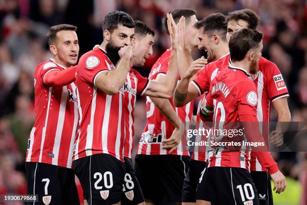 Asier Villalibre of Athletic Bilbao celebrates 2-0 with Iker Muniain of Athletic Bilbao, Oscar de Marcos of Athletic Bilbao, Oihan Sancet of Athletic...