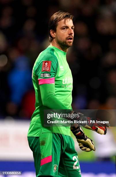 Luton Town goalkeeper Tim Krul in action during the Emirates FA Cup third round replay match at the Toughsheet Community Stadium, Bolton. Picture...