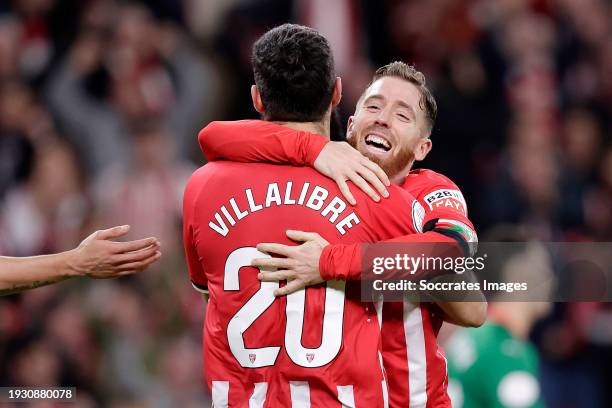 Asier Villalibre of Athletic Bilbao celebrates 2-0 with Iker Muniain of Athletic Bilbao during the Spanish Copa del Rey match between Athletic de...