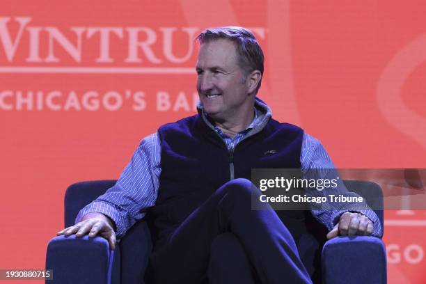 Crane Kenney, Cubs president of business operations, attends a panel discussion at the Cubs Convention on Jan. 14, 2023.
