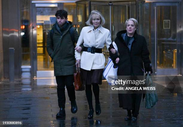 Former magazine columnist E. Jean Carroll leaves the Manhattan federal court in New York for the second defamation trial against former US president...
