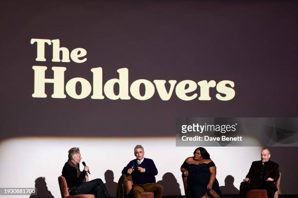 Kevin Macdonald, Alexander Payne, Da'Vine Joy Randolph and Paul Giamatti attend a special screening of "The Holdovers" at The Curzon Mayfair on...