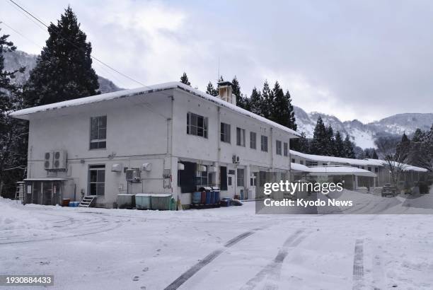 Photo taken on Jan. 16 shows an accommodation facility in Hakusan, Ishikawa Prefecture, to which junior high school students from quake-hit Wajima in...