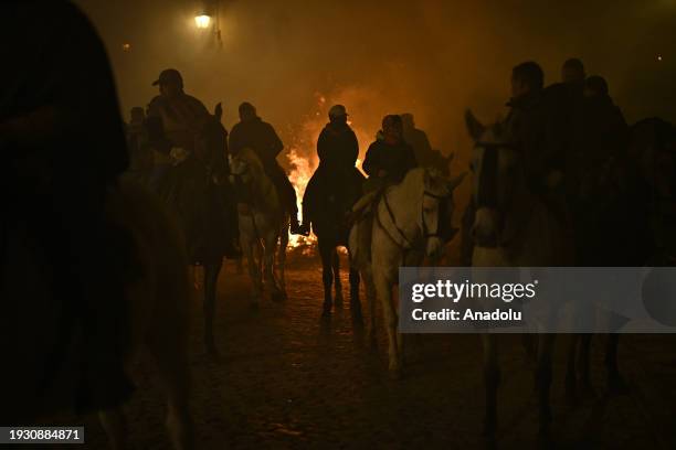 General view of the annual Las Luminarias festival in the town of San Bartolome de Pinares in Avila, Spain on January 16, 2024. This tradition...