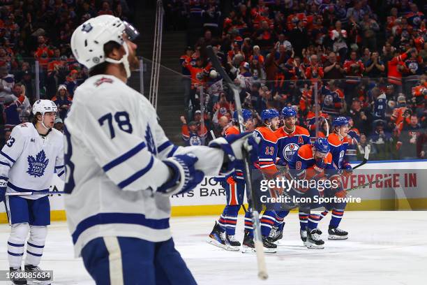 Edmonton Oilers Right Wing Derek Ryan celebrates his goal in the third period of the Edmonton Oilers game versus the Toronto Maple Leafs on January...