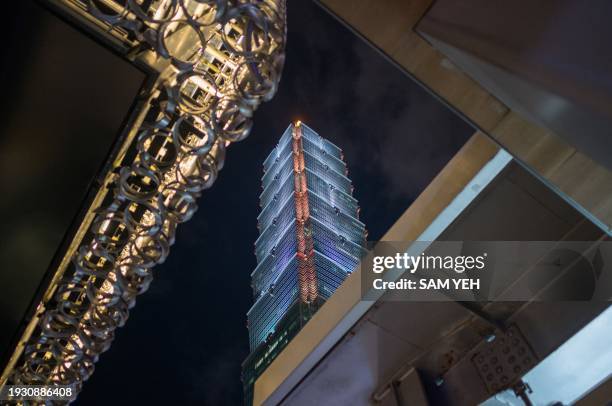 View shows Taipei 101, a 508-meter high commercial building, at the Xinyi district in Taipei on January 16, 2024.