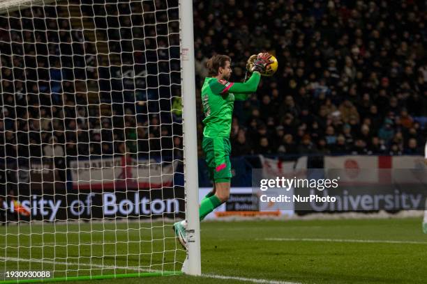 Tim Krul of Luton Town F.C. Is making a save during the FA Cup Third Round Replay match between Bolton Wanderers and Luton Town at the Toughsheet...
