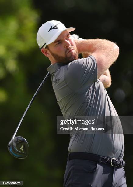 Grayson Murray of the United States plays his shot from the fifth tee during the third round of the Sony Open in Hawaii at Waialae Country Club on...