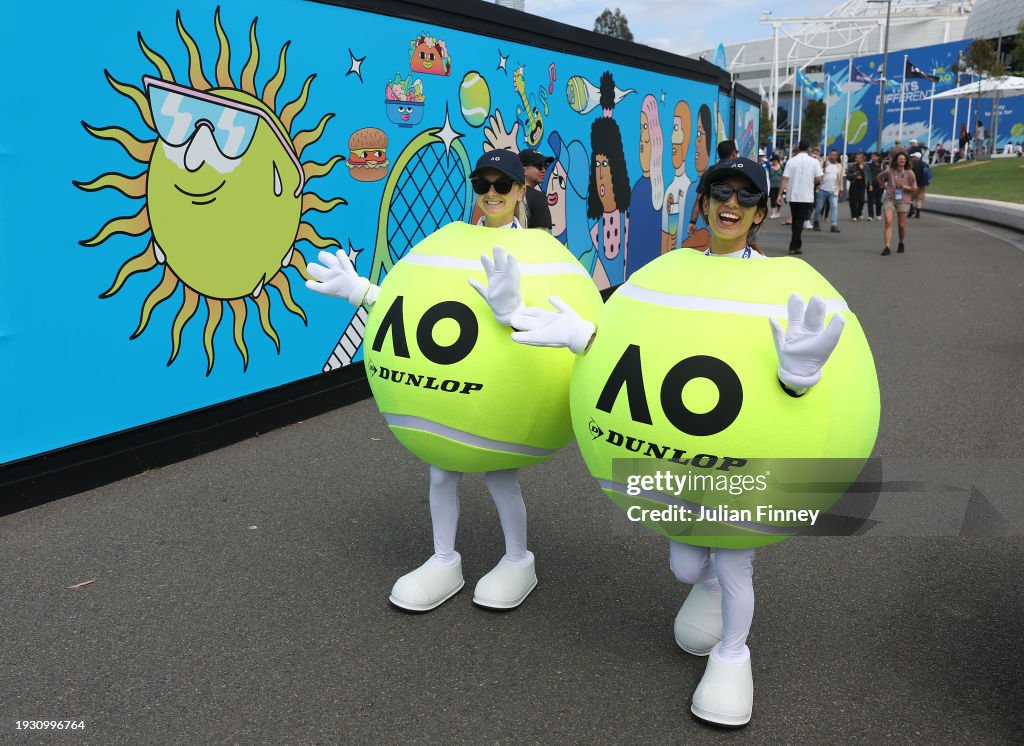 Entertainers are seen during day one of the 2025 Australian Open at