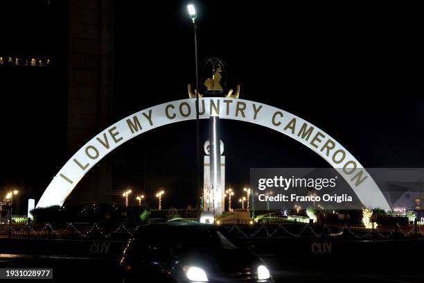 Monument in a central square is seen on January 13, 2024 in Yaounde, Cameroon. Cameroon is often referred to as 'Africa in miniature' for its...