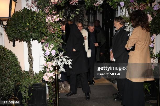 Kate Moss is seen celebrating her 50th birthday on January 16, 2024 in Paris, France.